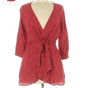 Free people red floral blouse